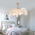 Modern  Home Decor Lighting White  Feather Chandelier Lamp For Shop